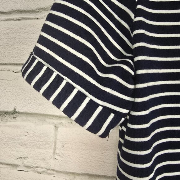 WOMENS DAVI AND DANI KNIT SHIFT ALINE DRESS NAVY WITH WHITE STRIPES SIZE SMALL - Picture 6 of 8
